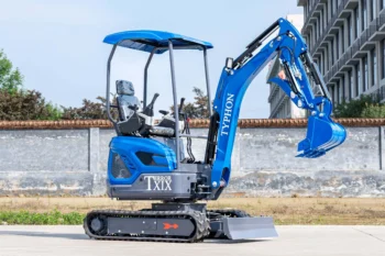 TYPHON TERROR XIX STORM Mini Excavator – 4000lbs Trench Digger with Boom Swing, Canopy, Retractable Tracks