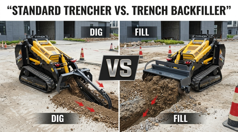 Skid Steer Standard Trencher vs. Trench Backfiller